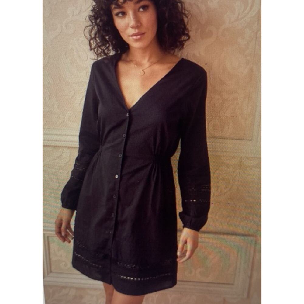 Vetta Capsule Long Sleeve Lace Midi Dress Black Long Sleeve Cotton